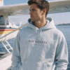 Boundless fleece hoodie worn by a male model — exact print