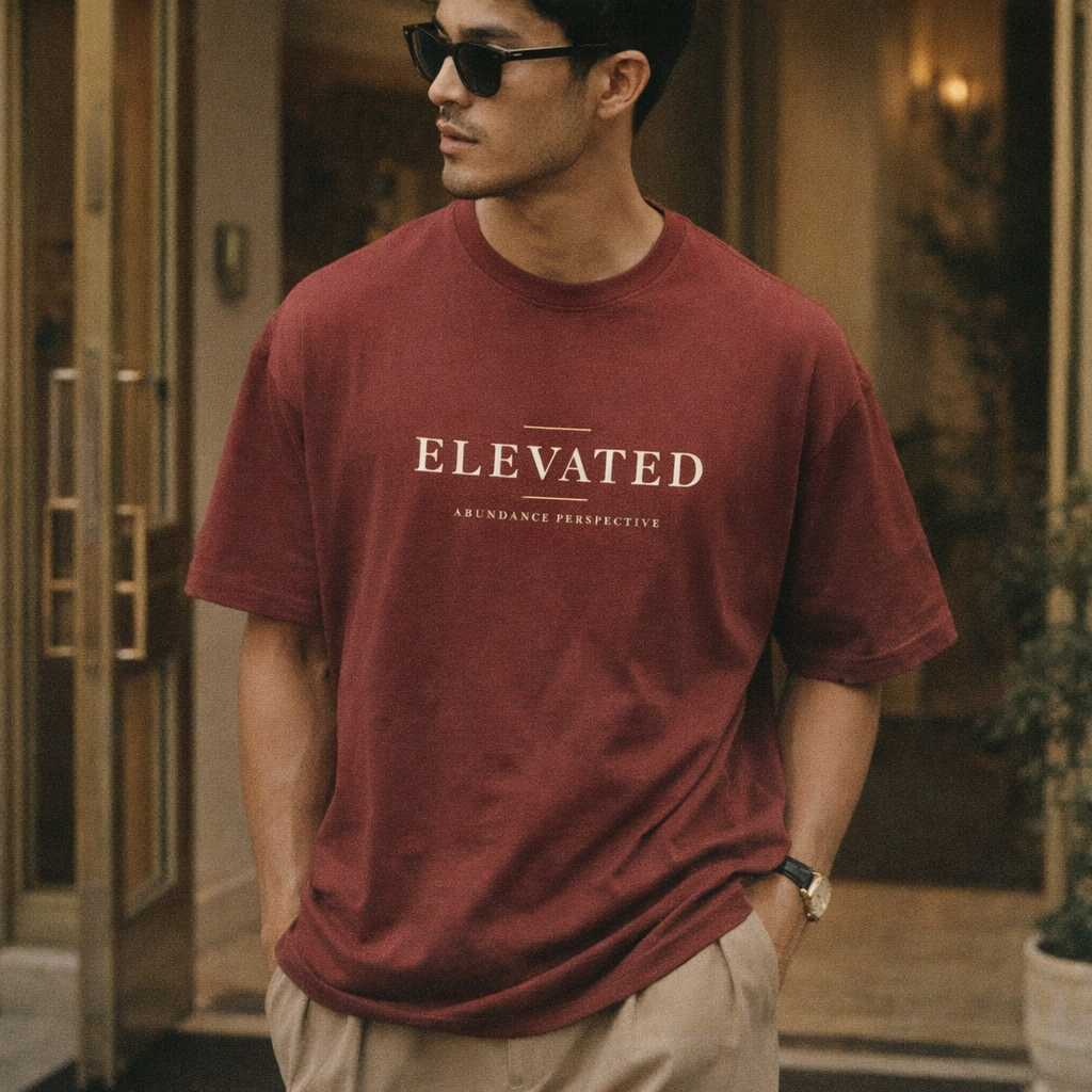 Elevated essential tee worn by a male model — exact print