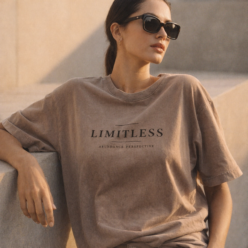 Limitless snow-washed tee worn — exact print