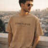 Limitless snow-washed tee worn by a male model — exact print