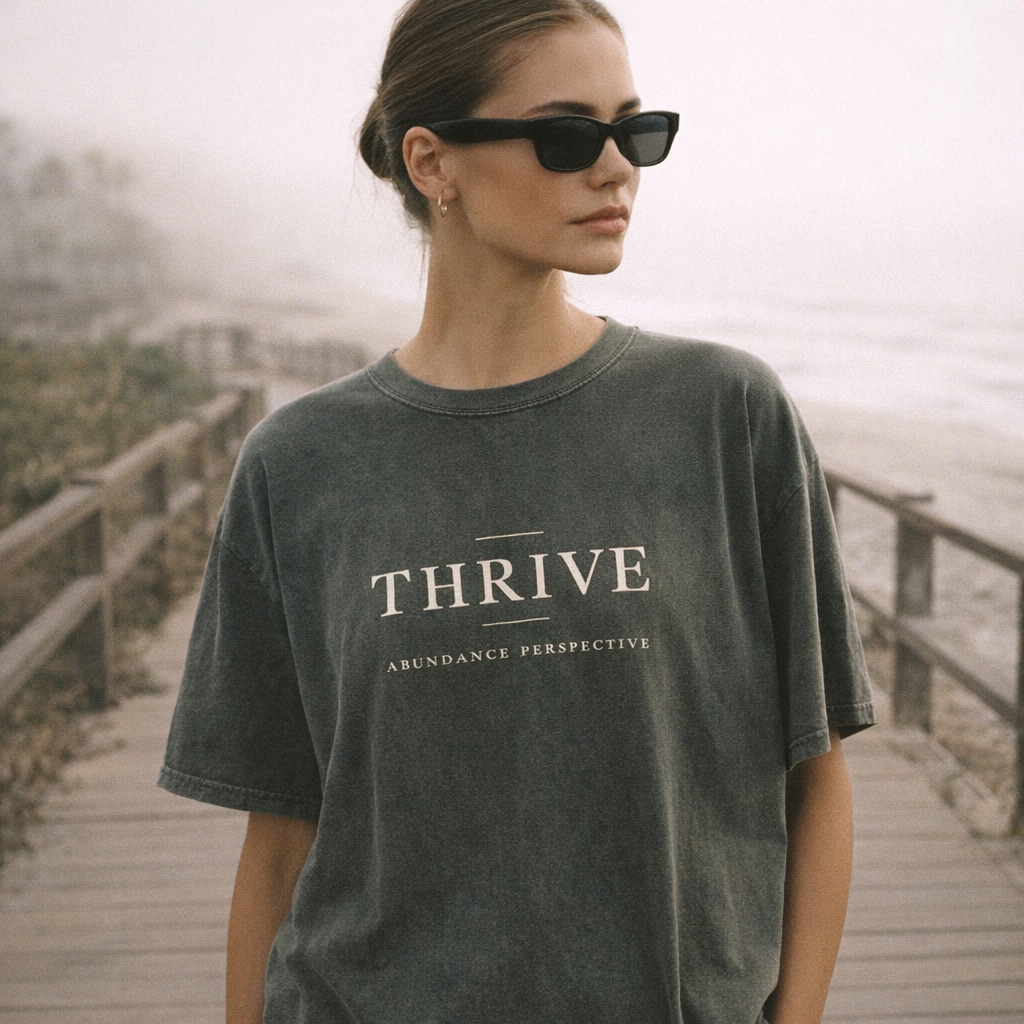 Thrive snow-washed tee worn — exact print