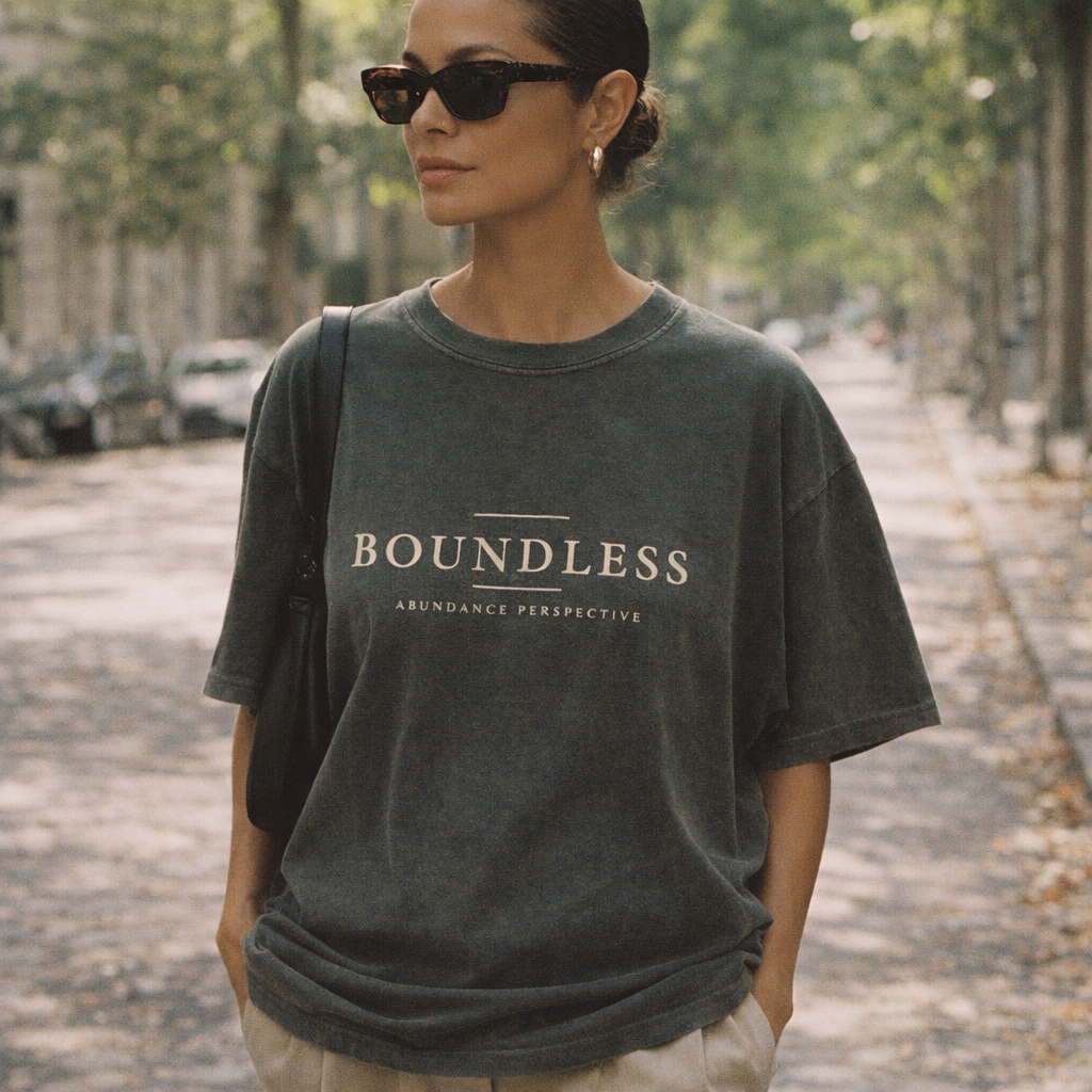 Boundless snow-washed tee worn — exact print