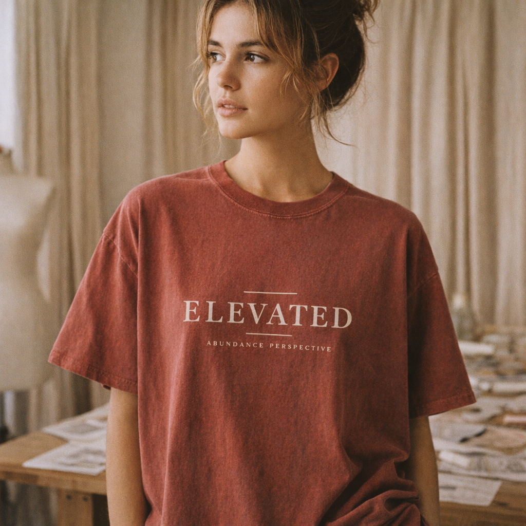 Elevated snow-washed tee worn — exact print
