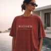 Blessed snow-washed tee worn — exact print